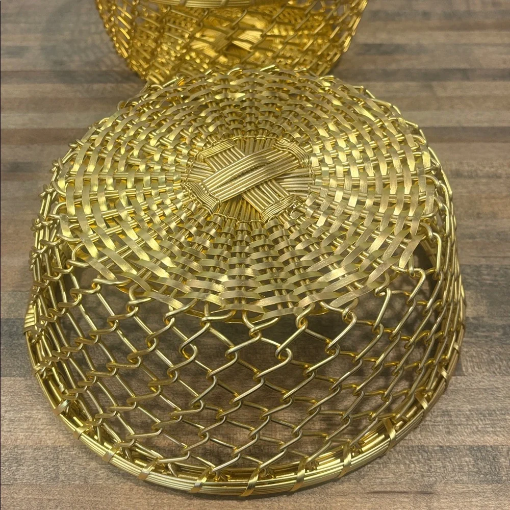 MCM ~ Gold Decorative Woven Metal Bowl Set - Vintage - Picture 12 of 12